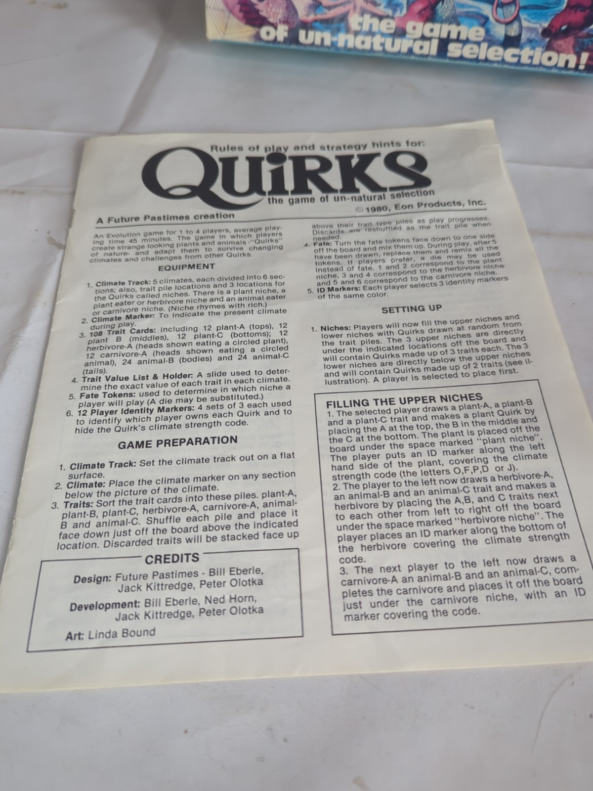Vintage 1980 Eon Boardgame Quirks The Game of Un-Natural Selection 99% Complete