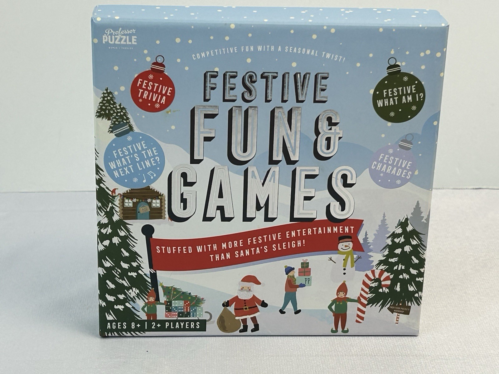 Festive Fun & Games Holiday Trivia Charades Party Game Set Family Xmas