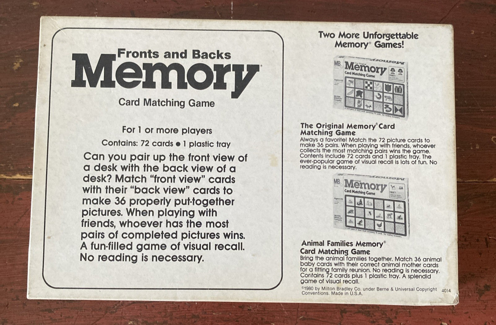 Vintage 1980 Memory Matching Card Game FRONTS And BACKS Complete All 72 Cards