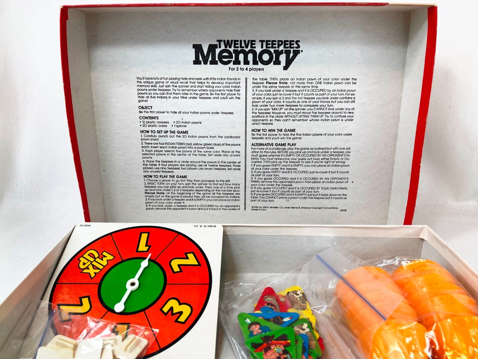 Twelve Teepees Memory Game by Milton Bradley Visual Recall Game Vintage 1984