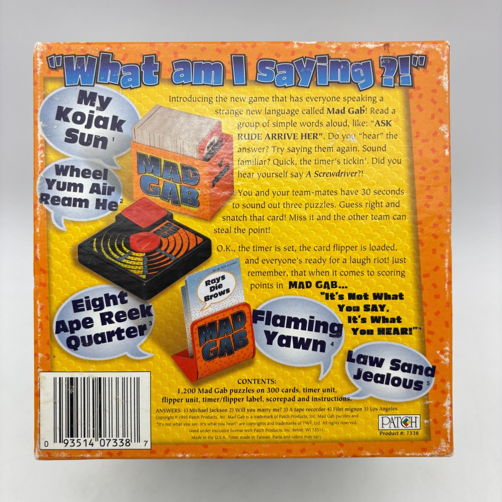 VINTAGE Mad Gab Game COMPLETE Patch Products 1995 Party Game Words Humor