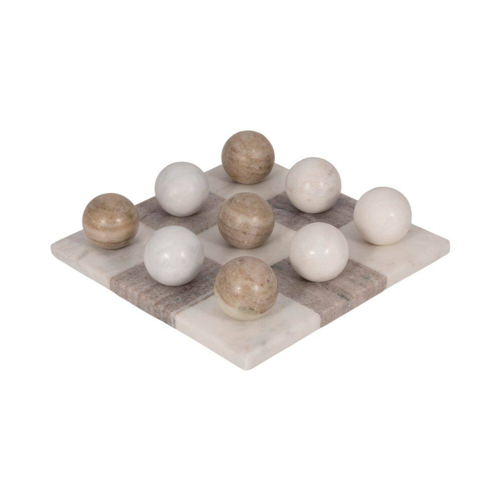 Ivory 9 In. X 3 In. Stone Tic Tac Toe Decorative Game Set