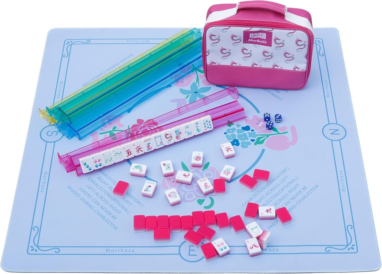 Dogs and Cats Themed Mahjong Tile Set – 160 Acrylic Engraved Tiles & American Ma