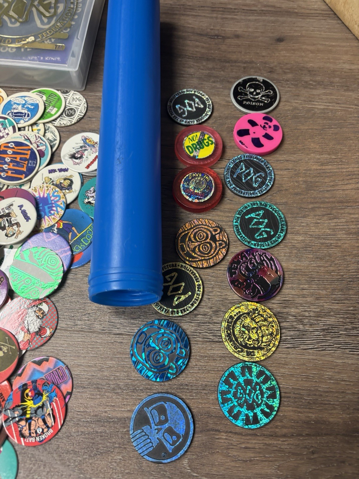 Huge Lot – 1990s Vintage 150+ Pogs and Slammers Milk Caps w/ Tubes