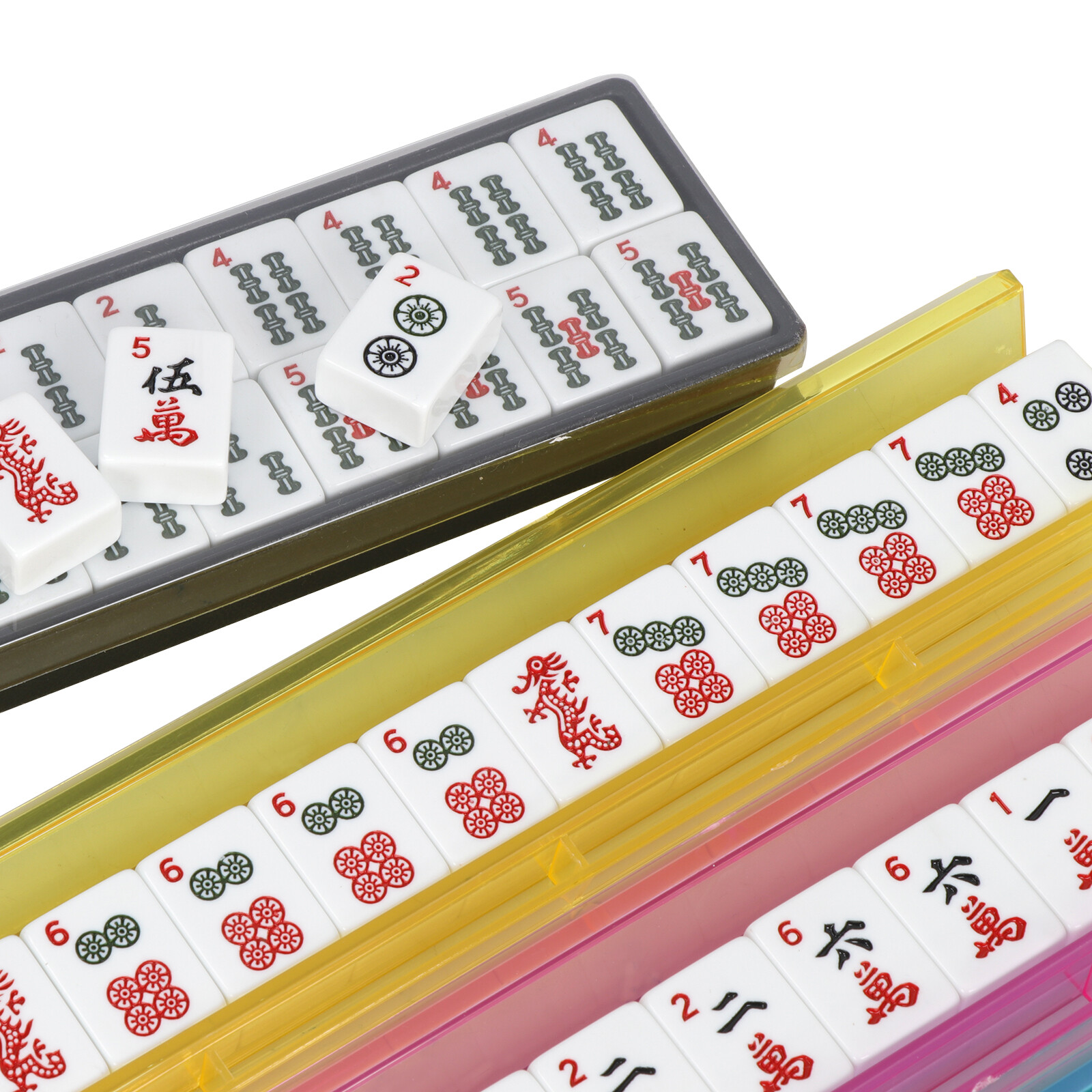 American Mah Jongg 166 Tile Mahjong Set 4 All-in-One Rack Pushers w/Portable Bag