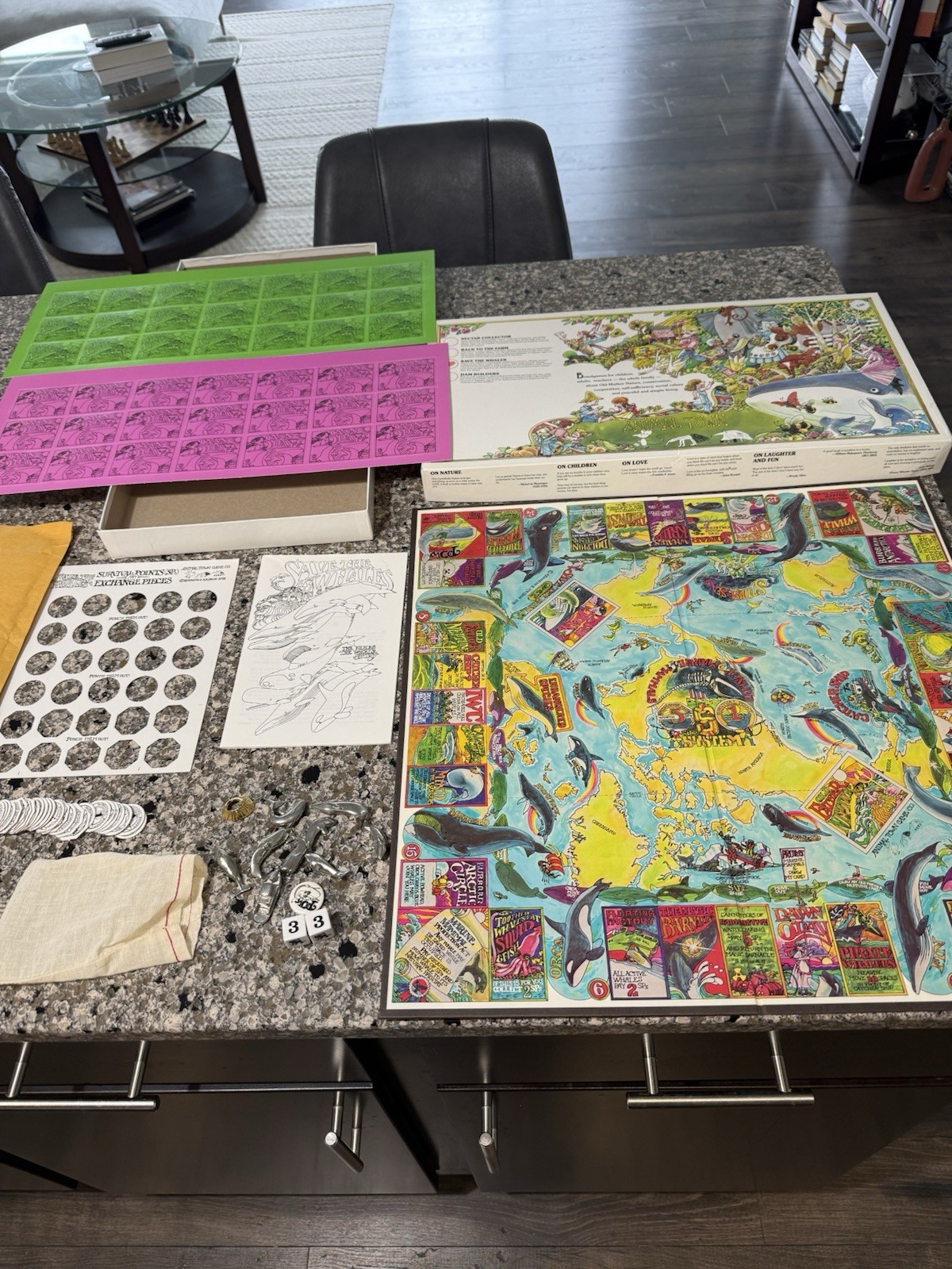 Animal Town: Save the Whales Board Game 1978 Hearth Song Inc. Vintage COMPLETE