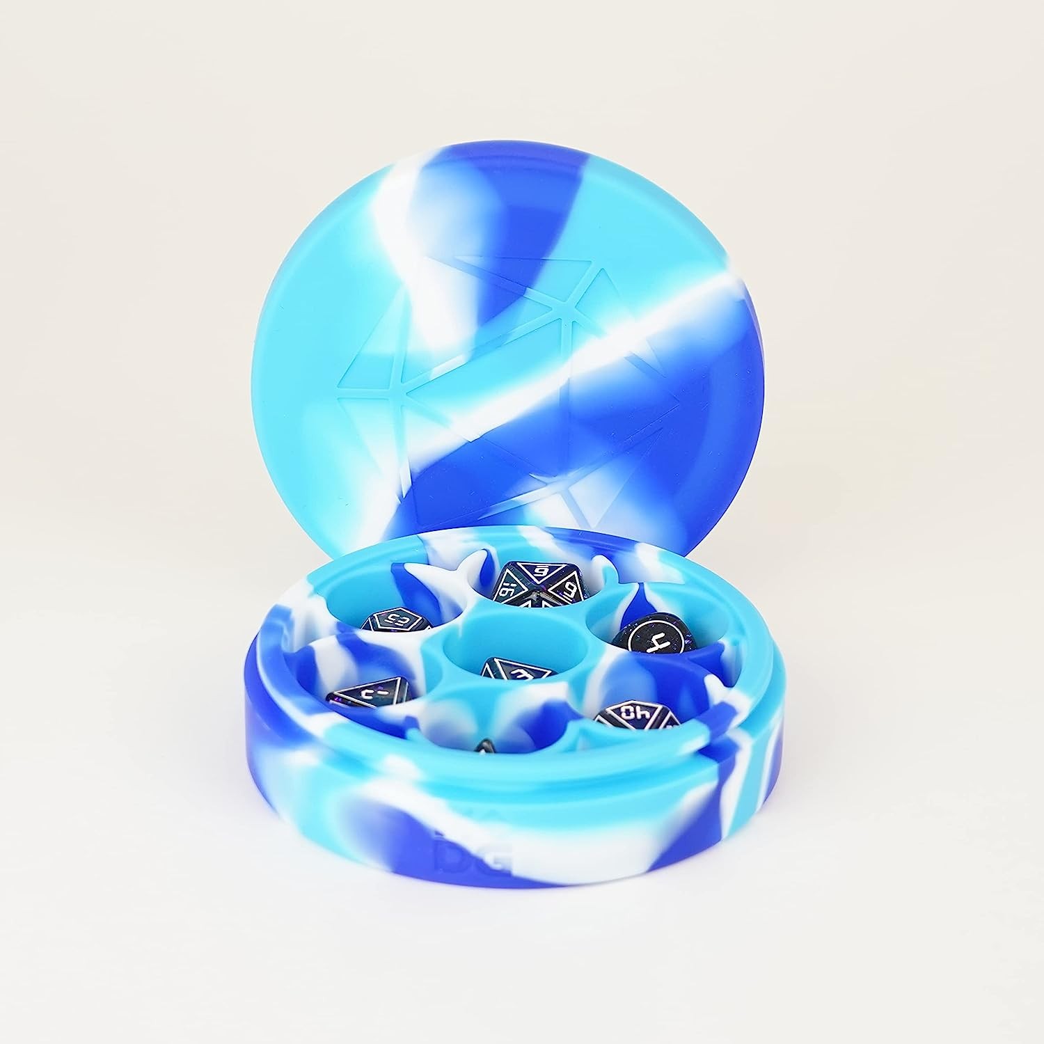 Metallic Dice Games Silicone Round Dice Case: Blue/White/Light Blue, Role Playin