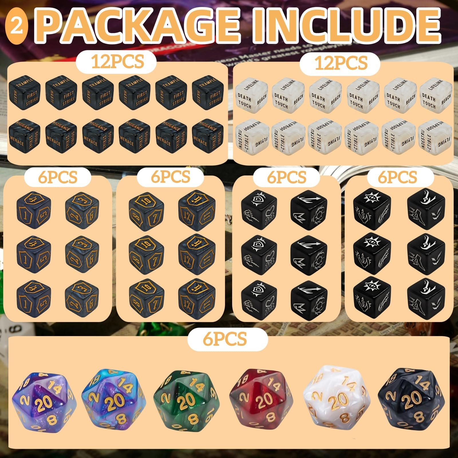 90 PCS MTG Counter Dice Set – AbilityKeyword Counters, -1/+1 Life Counter, Sh…
