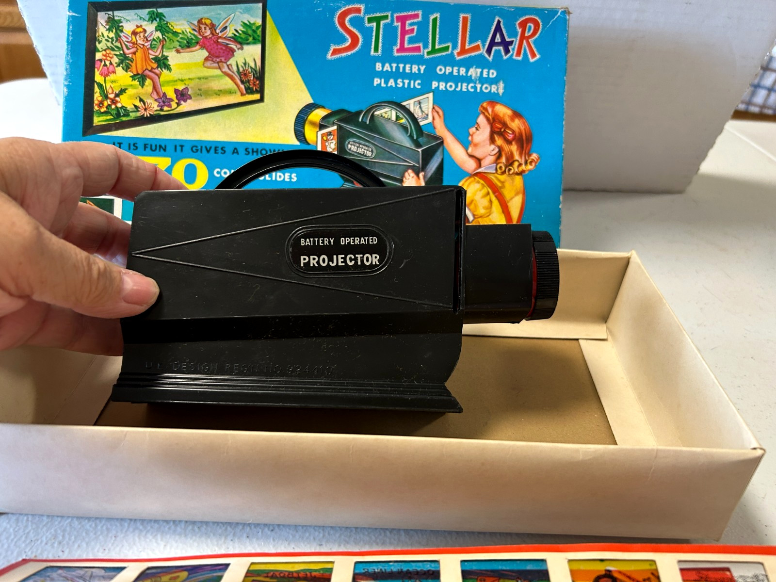 Vintage 1960s Stellar Battery Operated Toy Projector Slides No 8106 Hong Kong