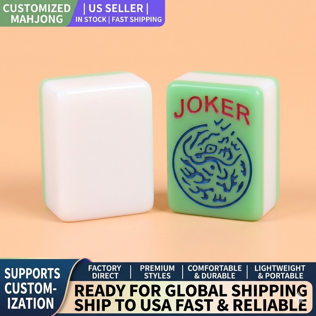 American Mahjong Set 166 Melamine Tiles Green Pastels Engraved with Joker Gift