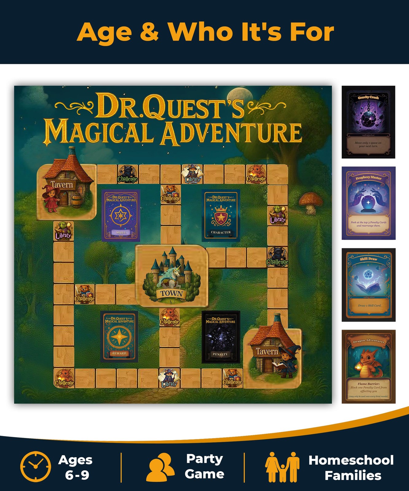 Dr. Quest’s Magical Adventure–Educational Board Game for Kids 8-12 Learn Spellin