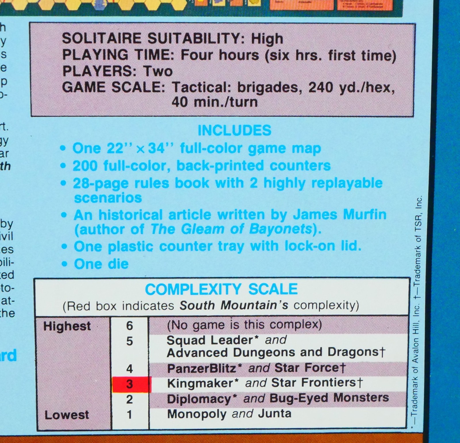 West End Games, South Mountain: Prelude to Antietam, Complete – Unpunched