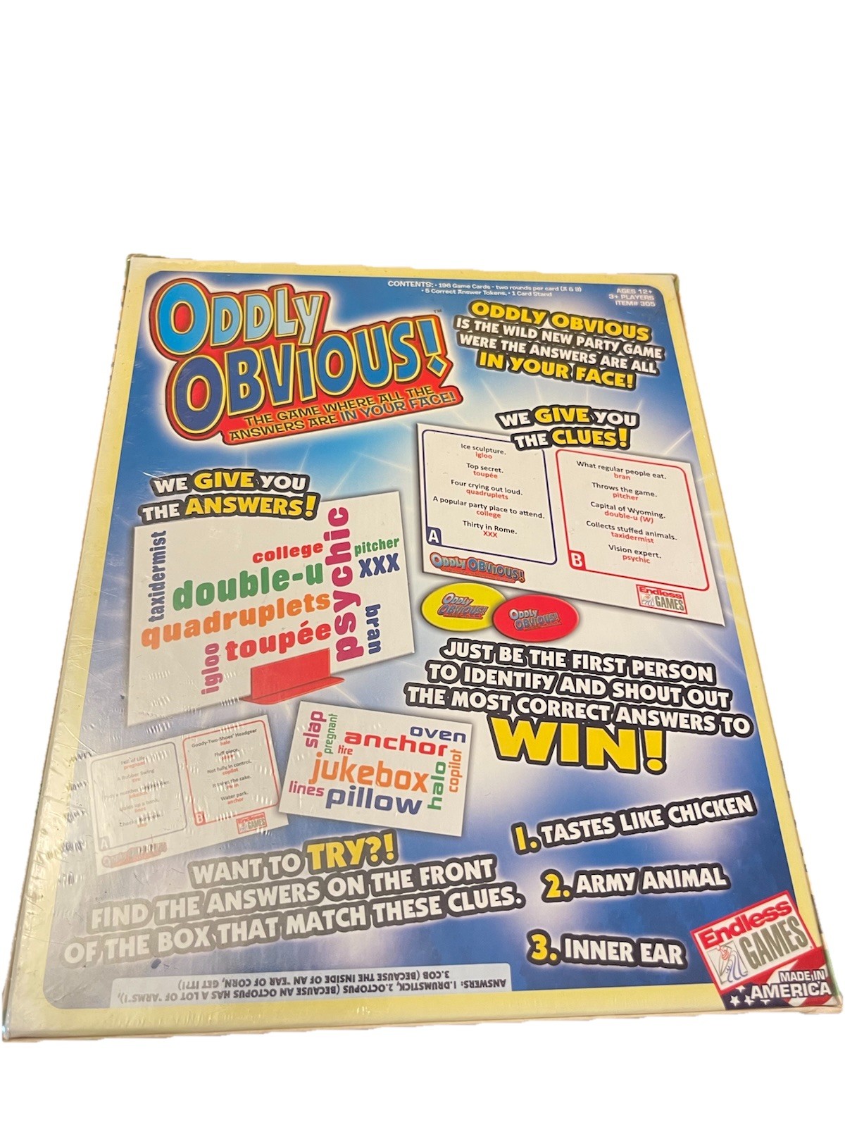 Oddly Obvious! Party Game -Endless Games Answers All In Your Face!