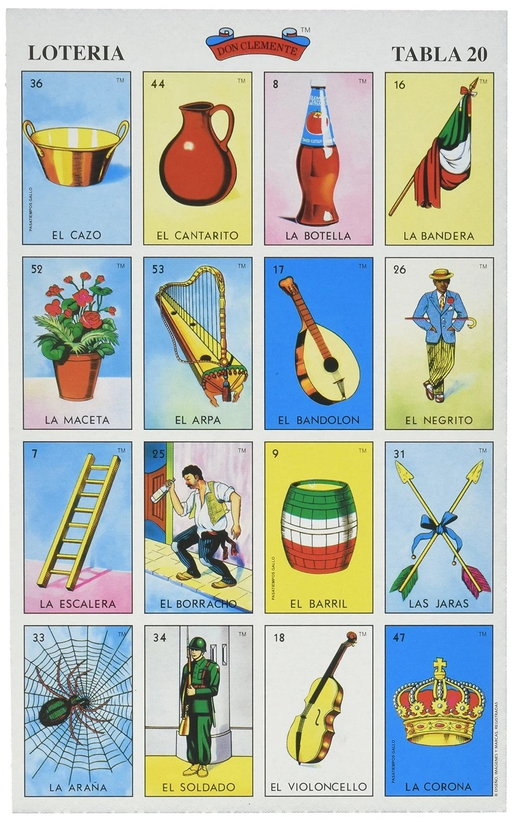Don Clemente Autentica Loteria Mexican Bingo Set 10 Tablets (2 PACK)