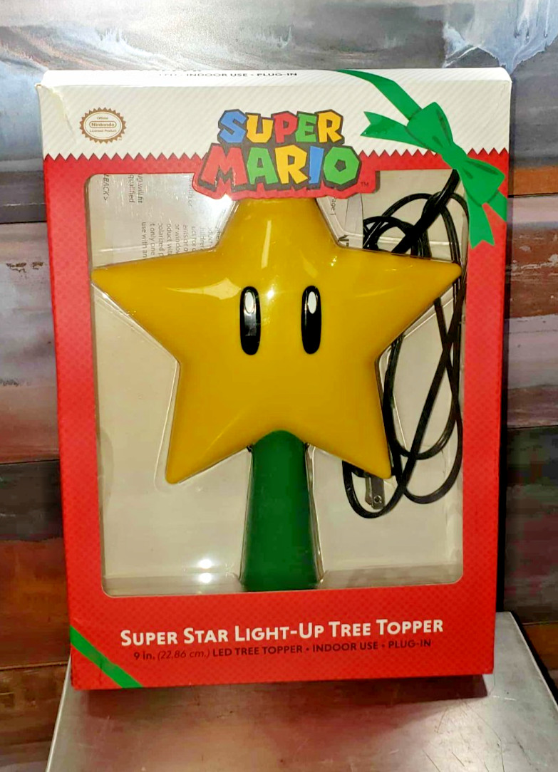 Nintendo Super Mario 9″ Super Star Light Up LED Plug In Christmas Tree Topper
