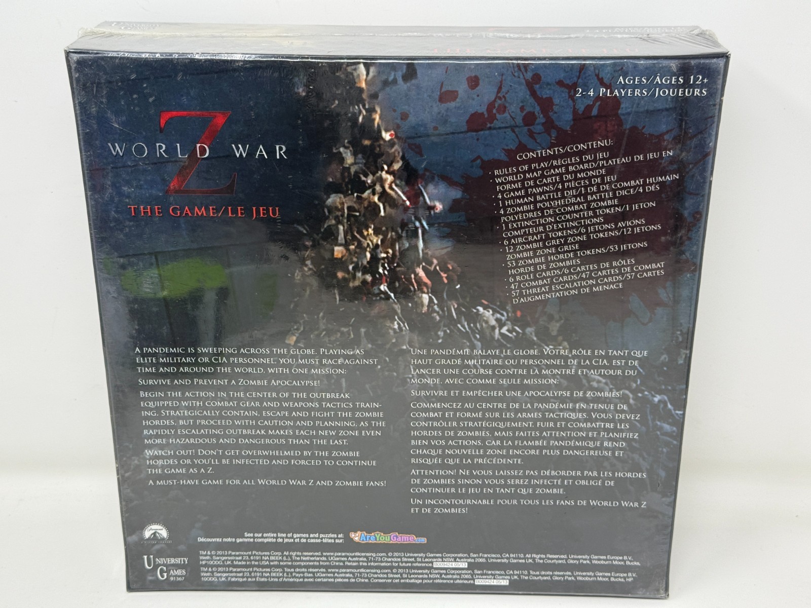 World War Z Board Game University Games Zombies 2-4 Players Ages 12 Up