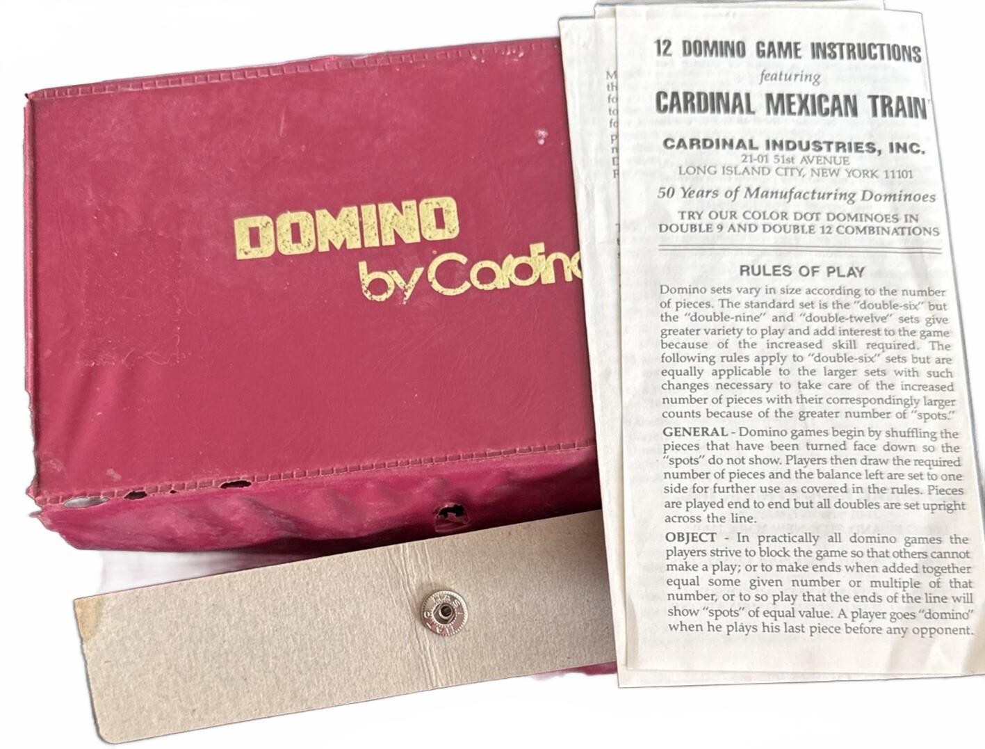 Vintage Domino By Cardinal 55 Pieces | 3/8″ Thick 2 Sealed Packs Red Vinyl Case