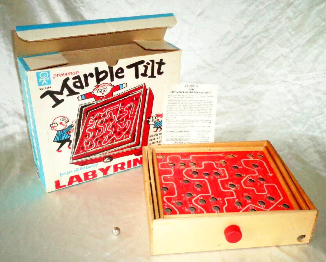 1960s Marble Tilt Labyrinth Maze Game Pressman Toy Corp, Vintage #6684