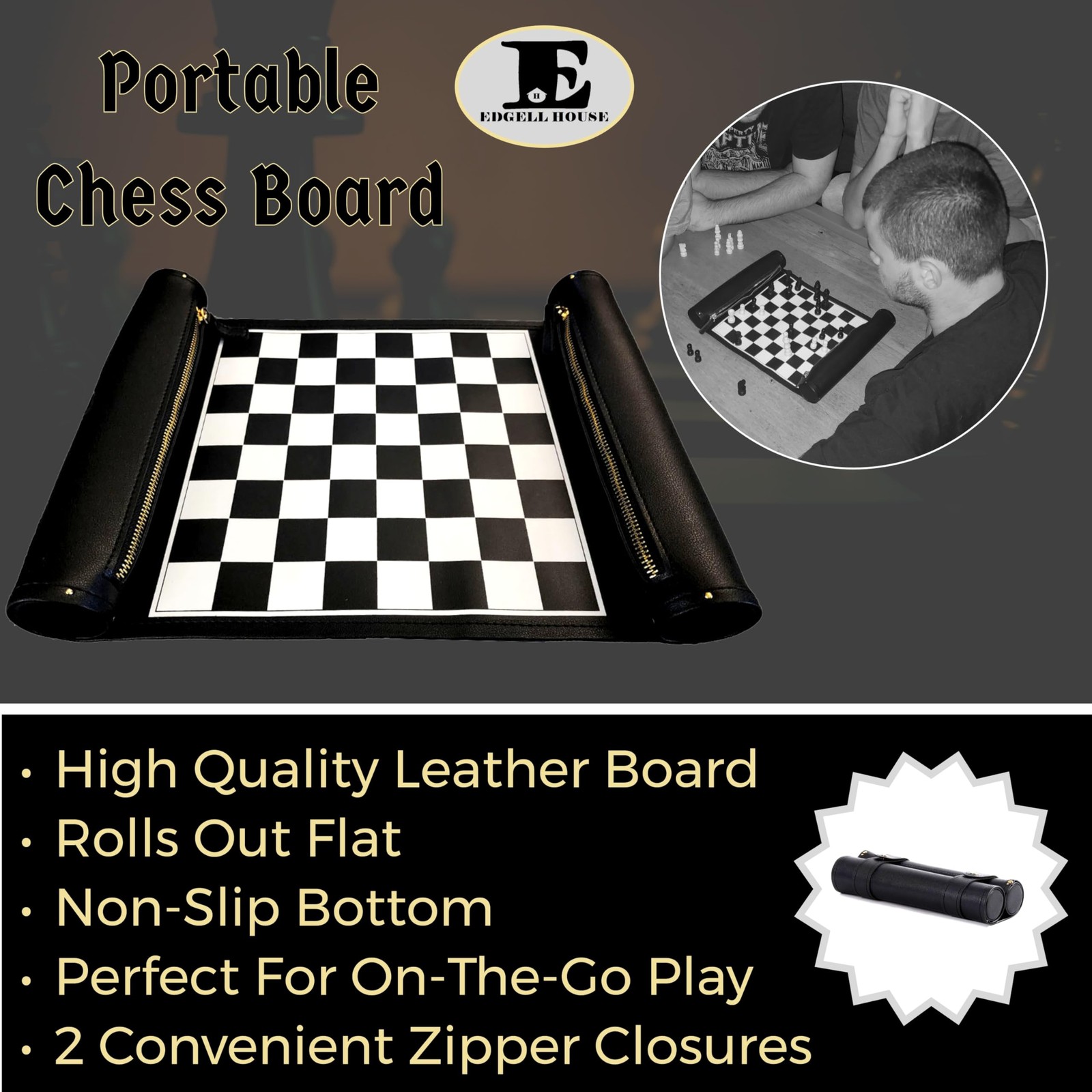Edgell House Roll Up Chess Set Portable