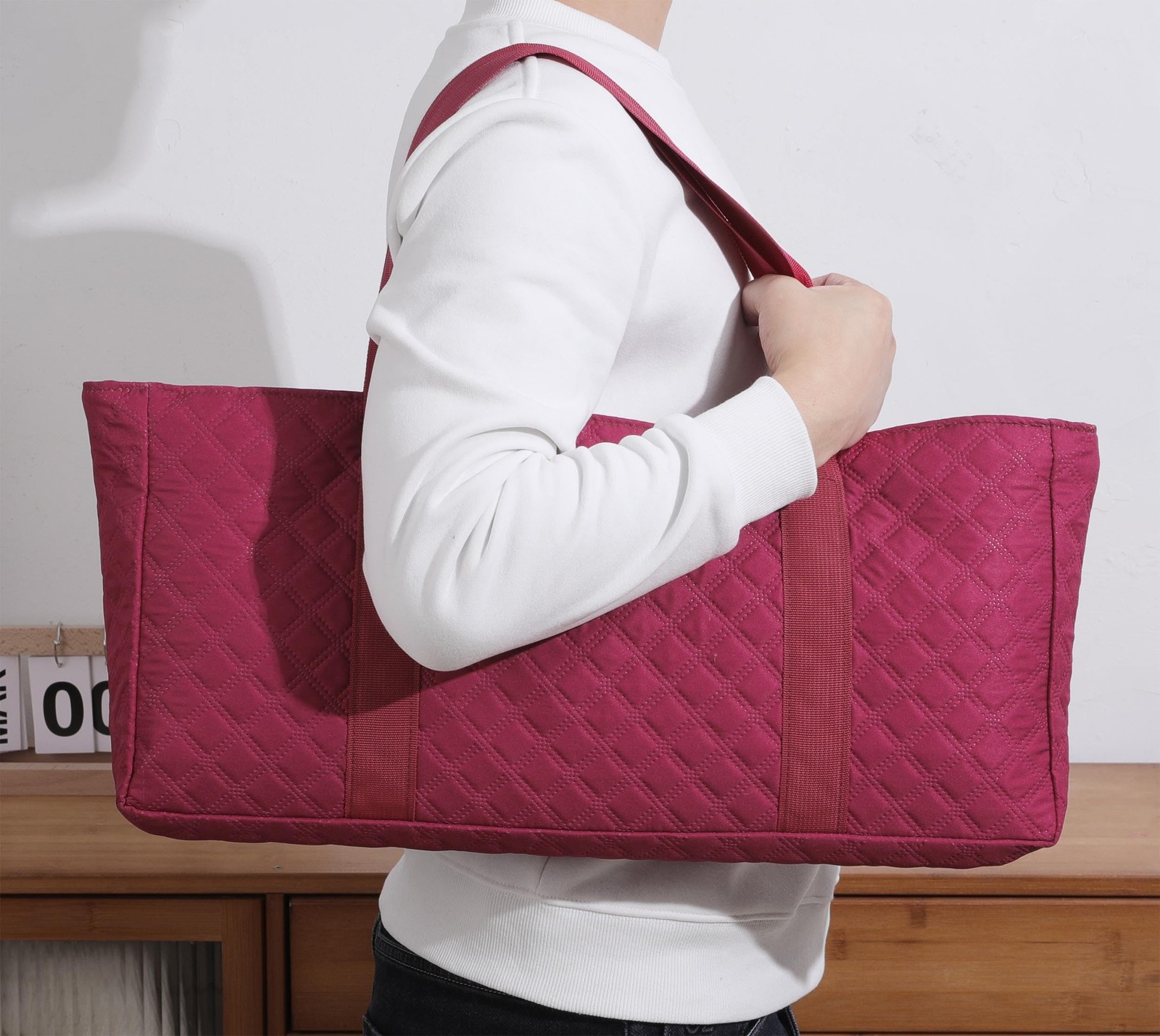 Mose Cafolo American Mahjong Game Set – Red (Burgundy) Quilted Soft Bag – 166…