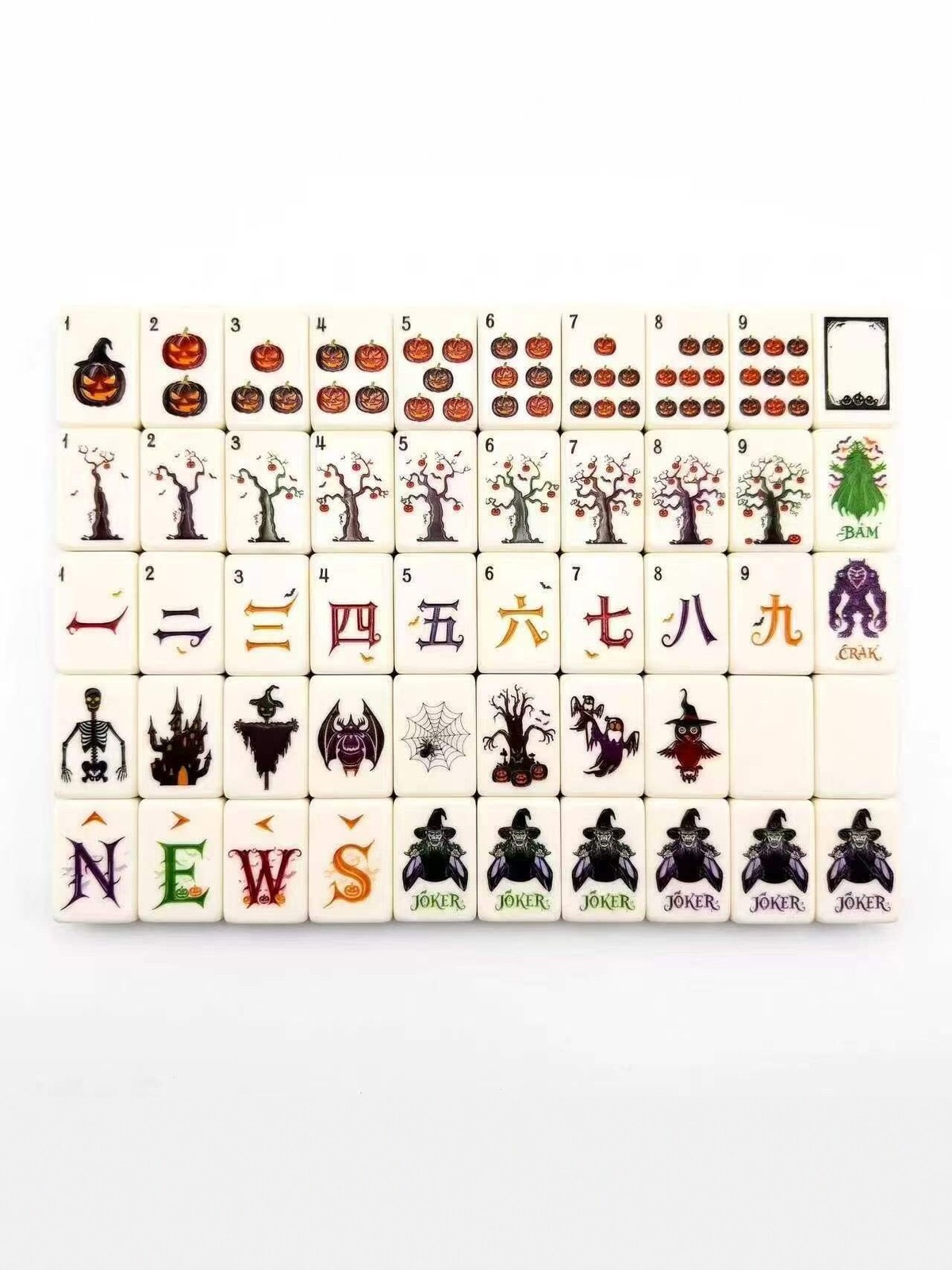 160Pcs American Mahjong Tiles Halloween Acrylic Set