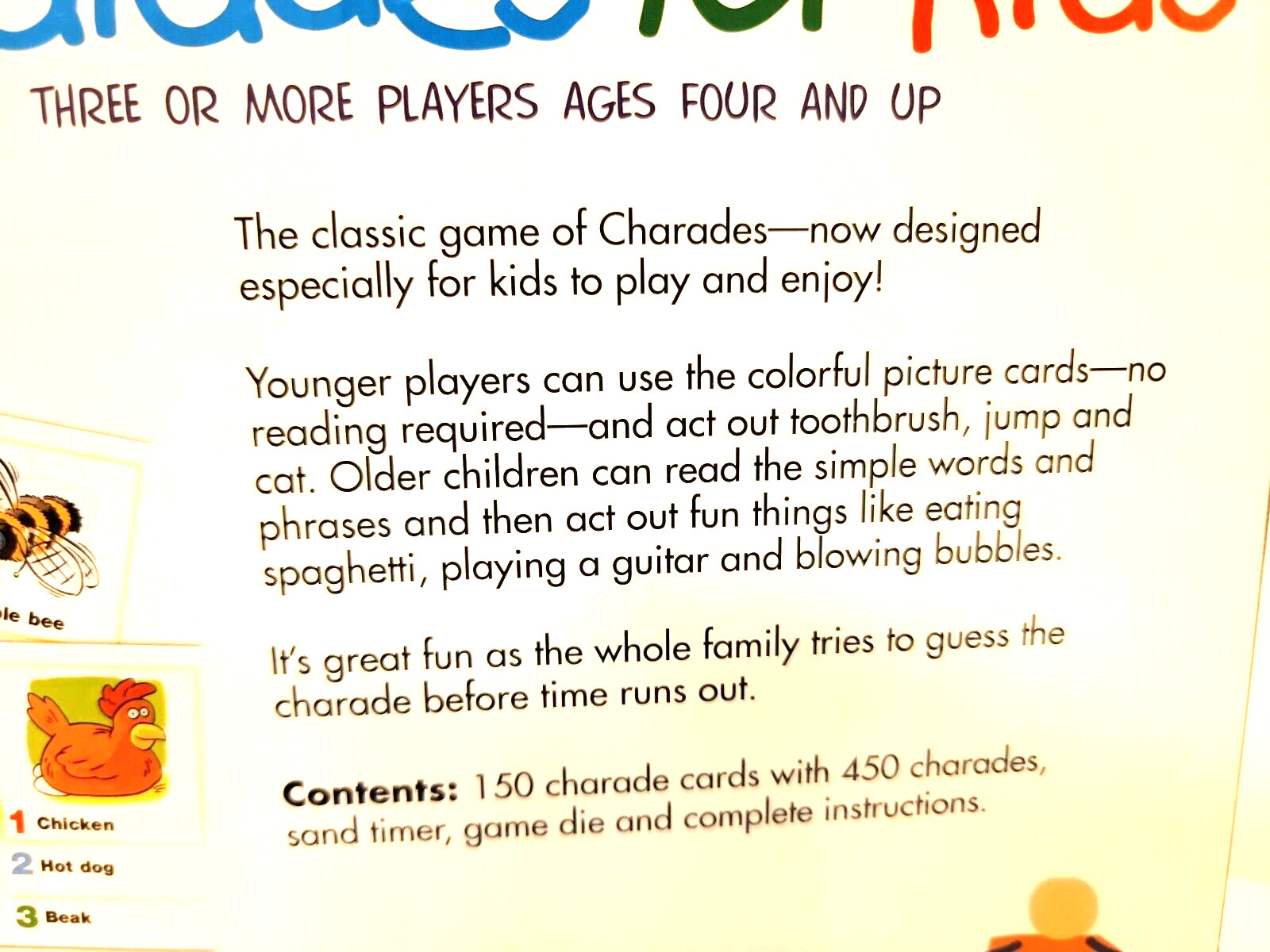 Charades For Kids Game Ages 3+ No Reading Required Picture Cards FAMILY FUN 450