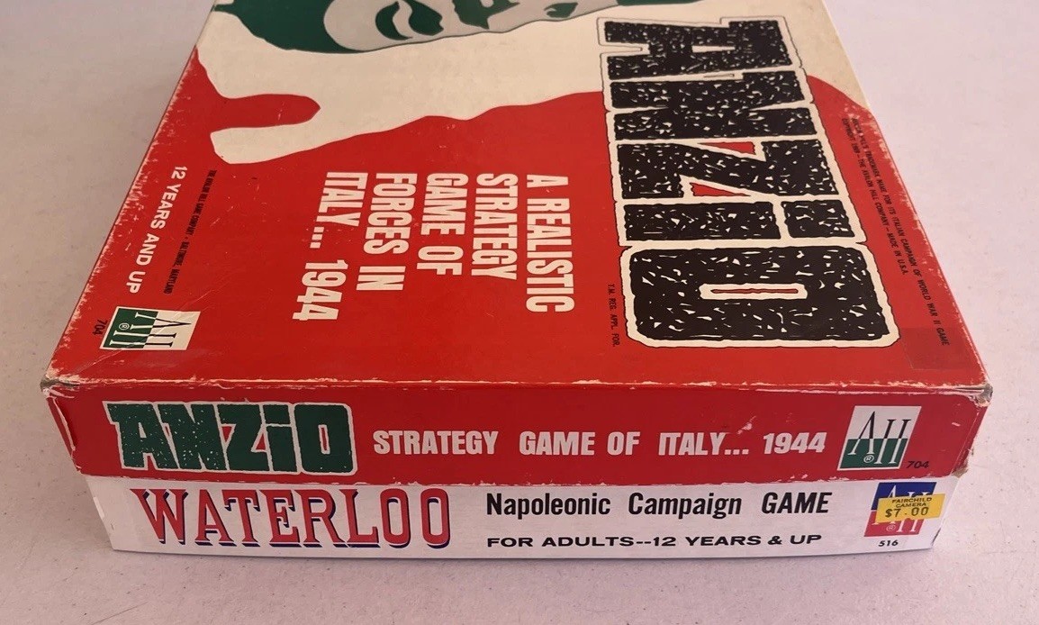 VTG Lot of Avalon Hill Anzio Italy 1969 & Waterloo Napoleonic Campaign Game 1962