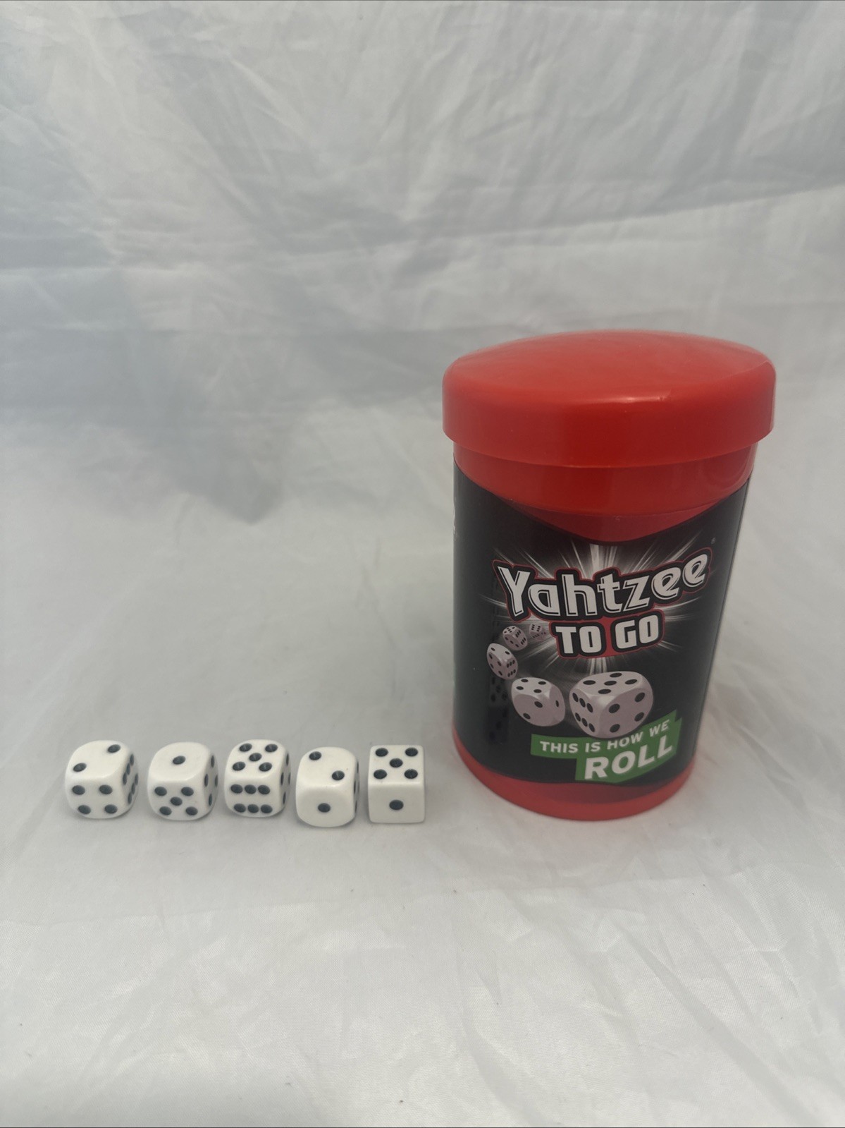 YAHTZEE TO GO TRAVEL GAME Container And 5 Dice – No Score Sheets Or Instructions