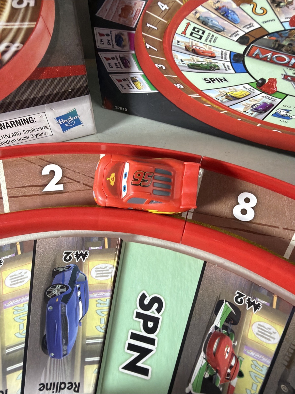 Disney Pixar Cars 2 Monopoly Game Lightning McQueen Racetrack Game COMPLETE
