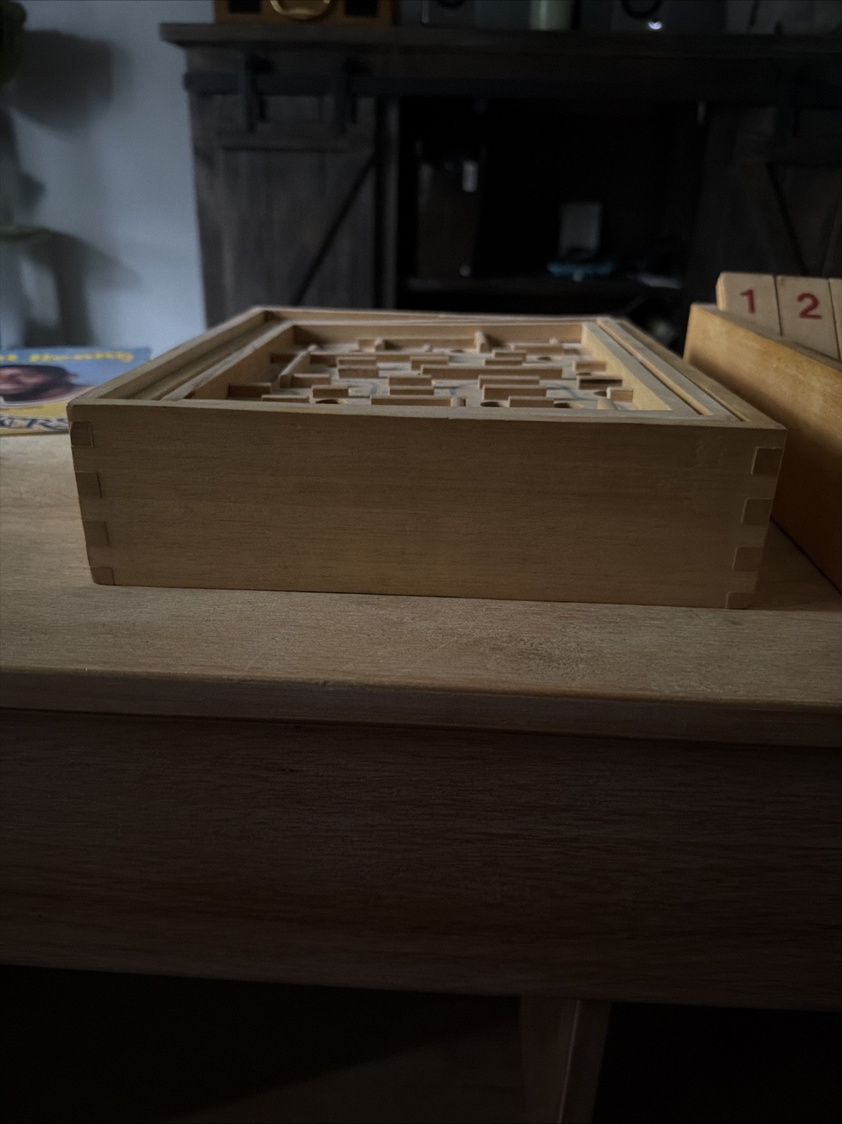 Vintage Labyrinth Wooden Maze Marble Skill Puzzle Game + 2 Balls