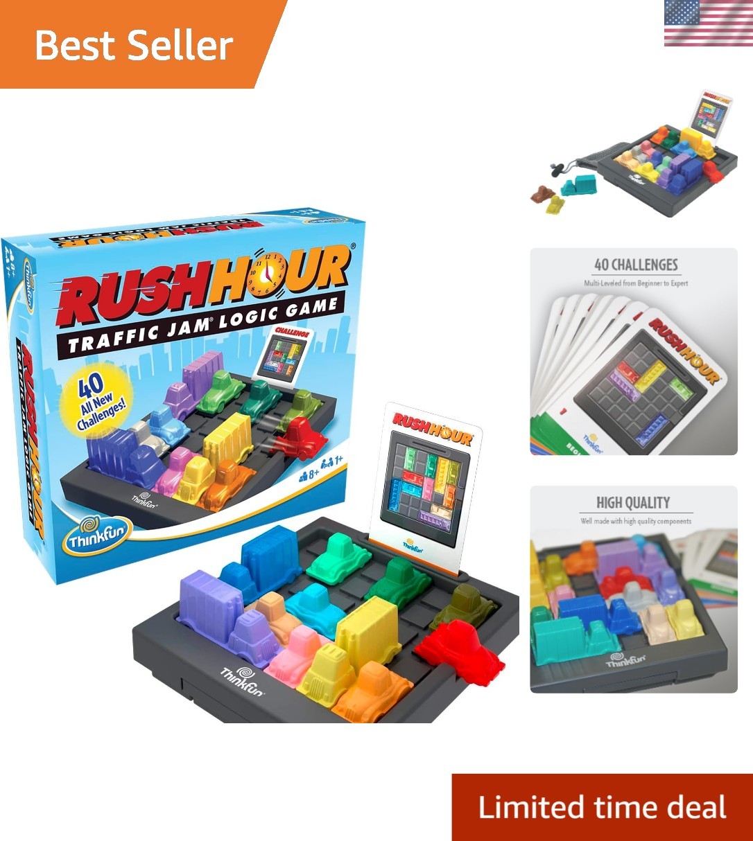 Rush Hour Traffic Logic Game – Perfect Gift for Kids 8 and Up – 1 Player