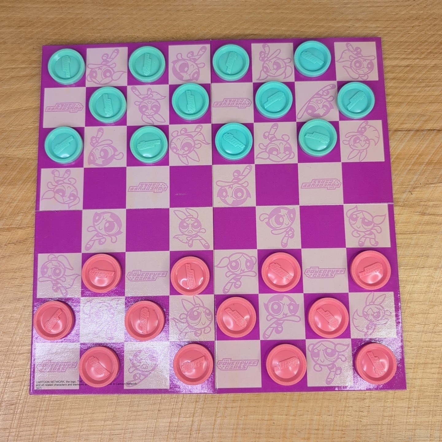 Vtg Powerpuff Girls Folding Checkers Board & Pieces Complete (from popcorn tin)