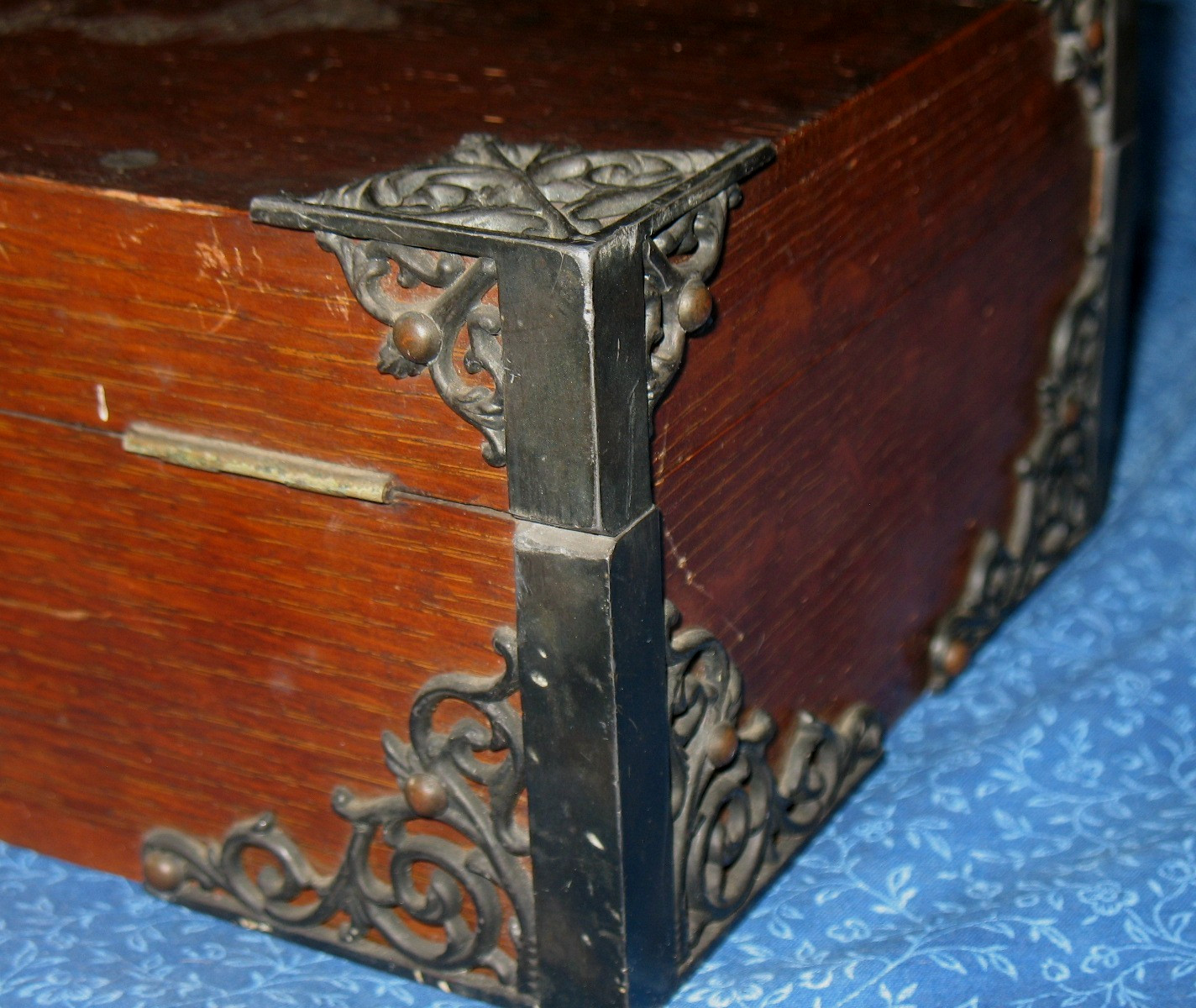 Antique Mahjong Set Oak Case 120 Painted Wood Tiles Dice Sticks Dated 1923