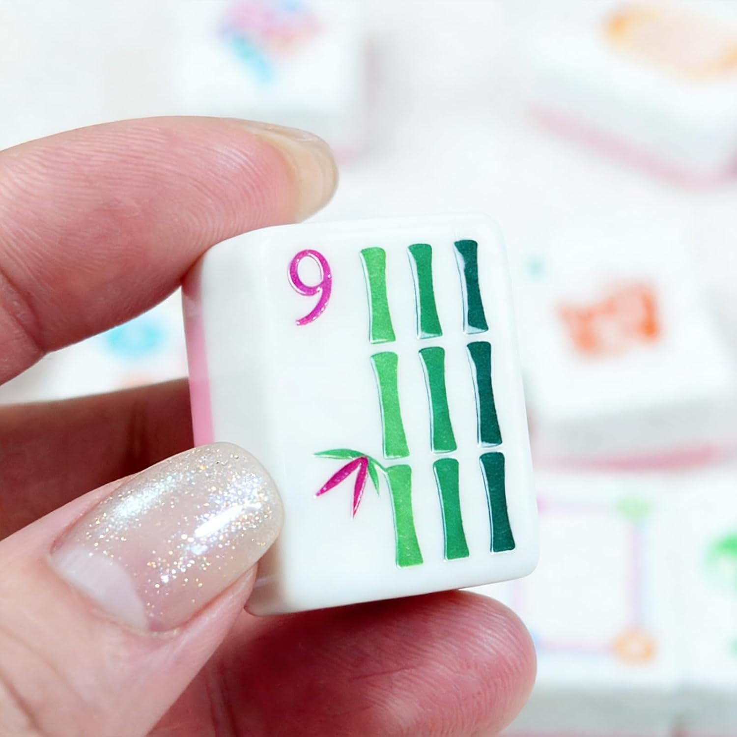 American Mahjong Tile Set 160 Mahjong Tiles Set with Bag Pink Back Melamine 1.2
