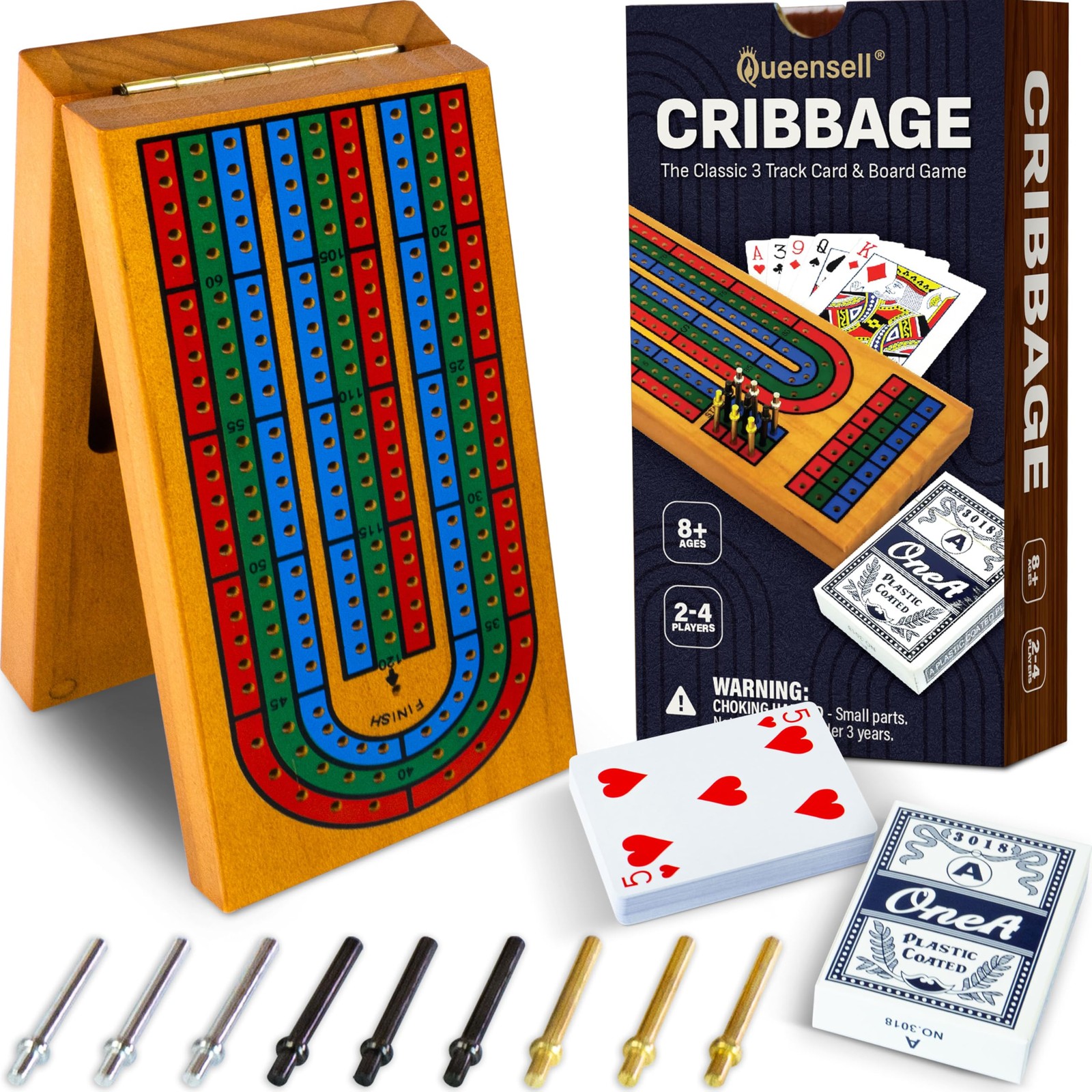Cribbage Board Game Set with Storage – Classic Game Travel Cribbage Board wit…