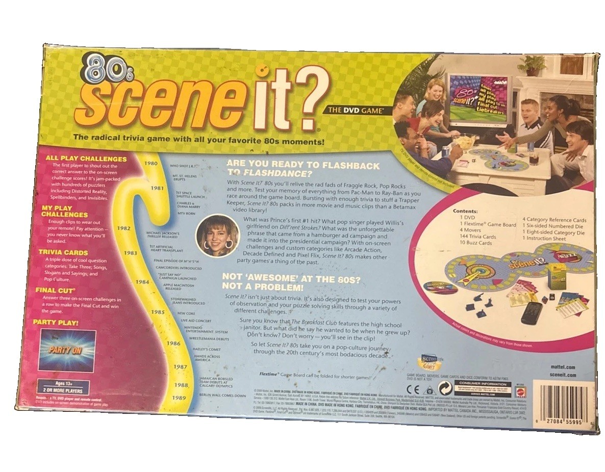 80s Scene It DVD Trivia Board Game 2009 Mattel Ages 13+
