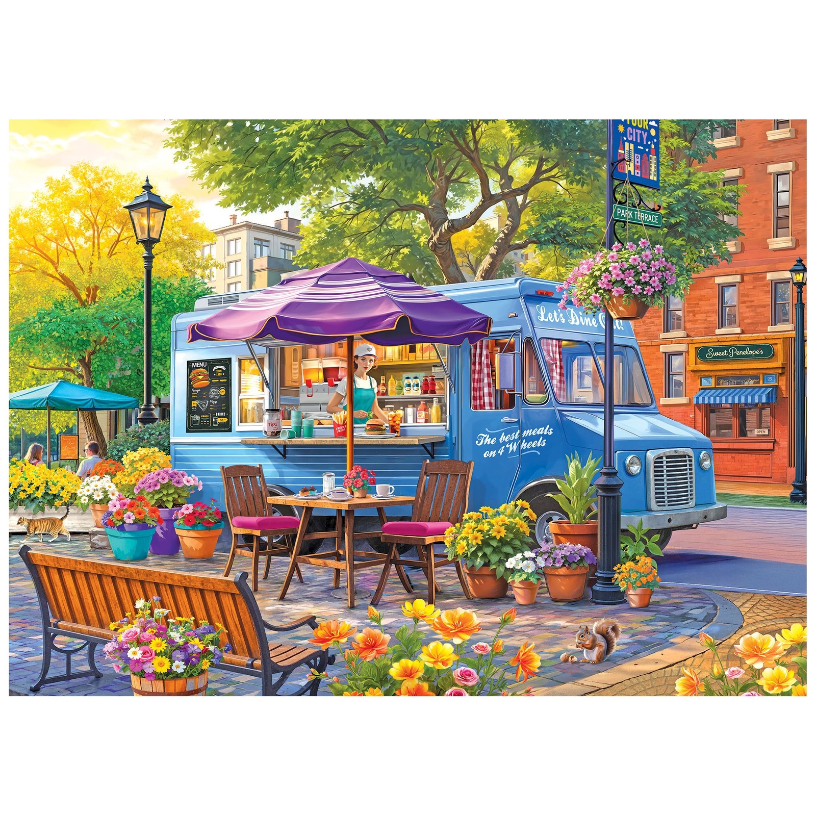 Jigsaw Puzzle 1000 Piece City Food Truck Vibrant Restaurant Scene RoseArt Kodak