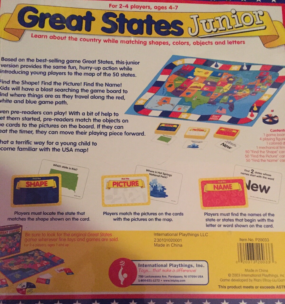 Great States Junior Learn About The Country Ages 4+ Players 2-4 International P.