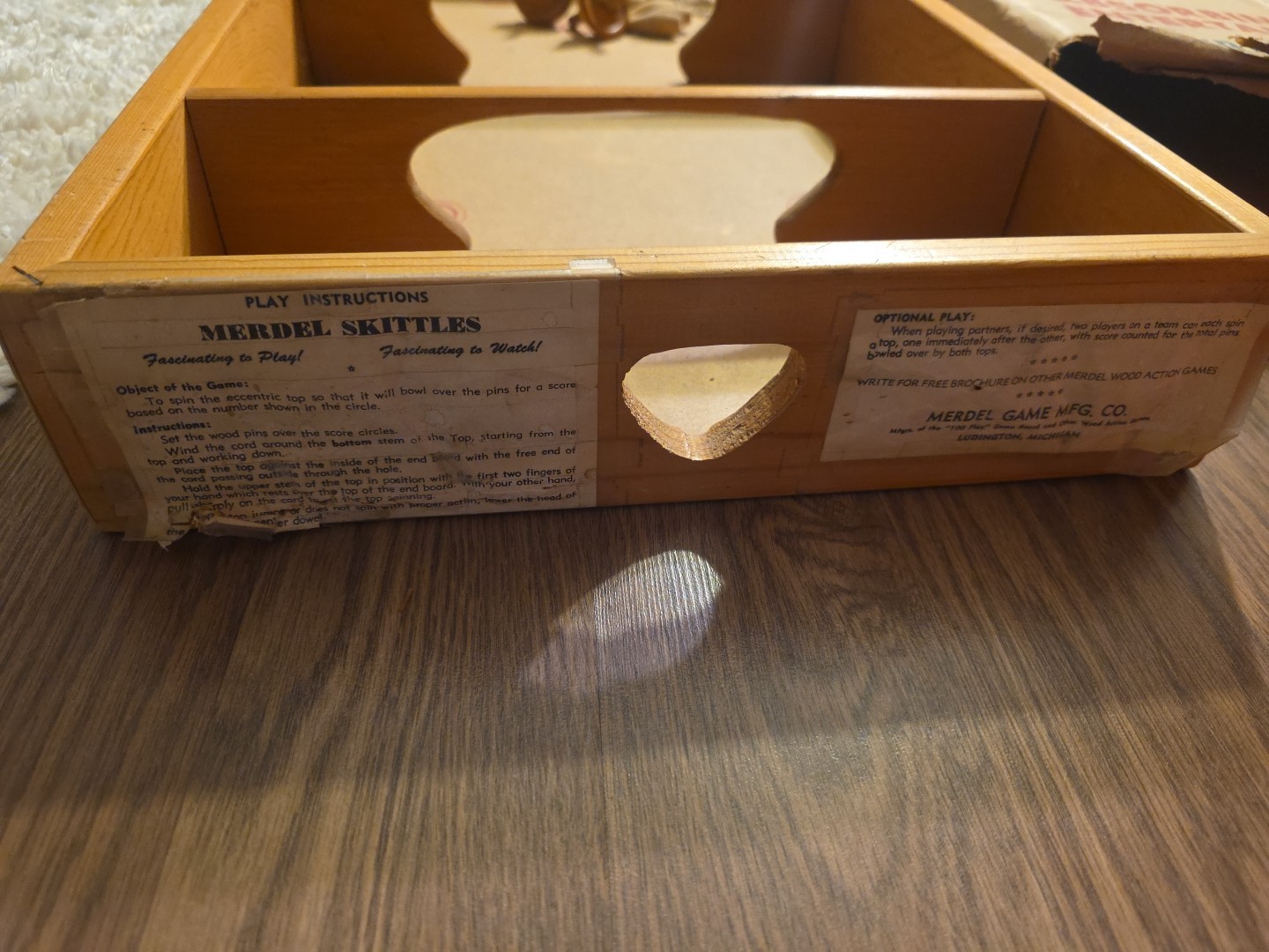 Merdel Skittles 401 Bowling Game 10 Pins, 2 Spinners, Original Box- Not Complete