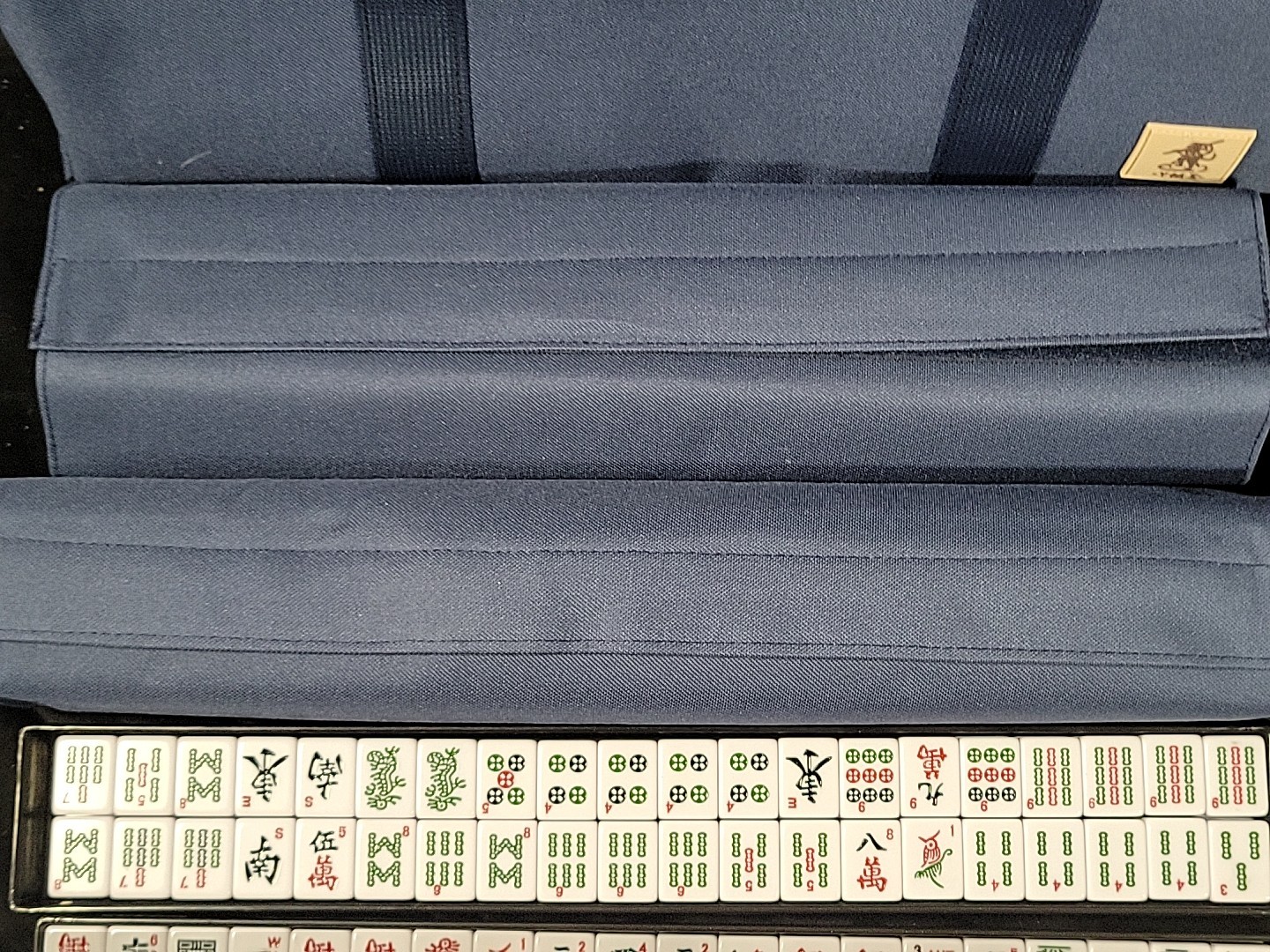 American Mahjong Set with Indigo Tiles Blue Soft Case All-in-One Racks (A7)