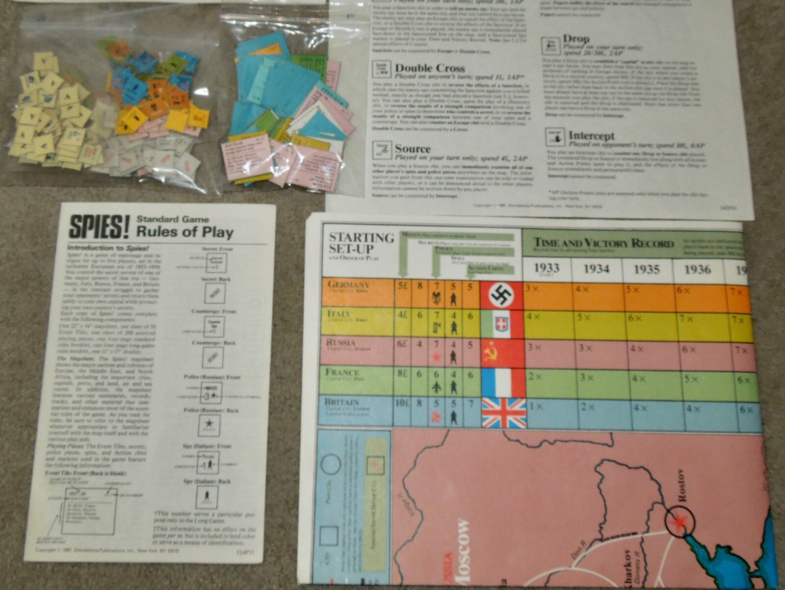 1981 SPI Spies!: The Multi-player Game of [WW2] International Intrigue, Complete