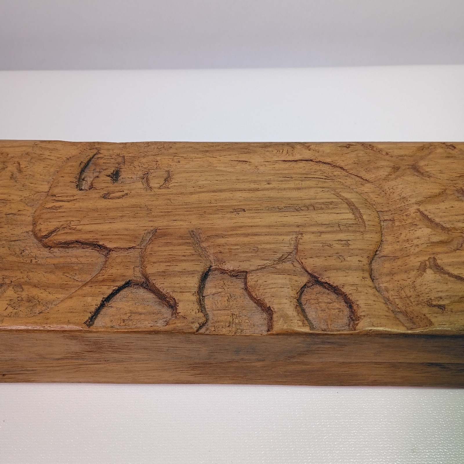 Hand Carved Wooden Mancala Board Game Handcrafted Animal Carving Design Vintage