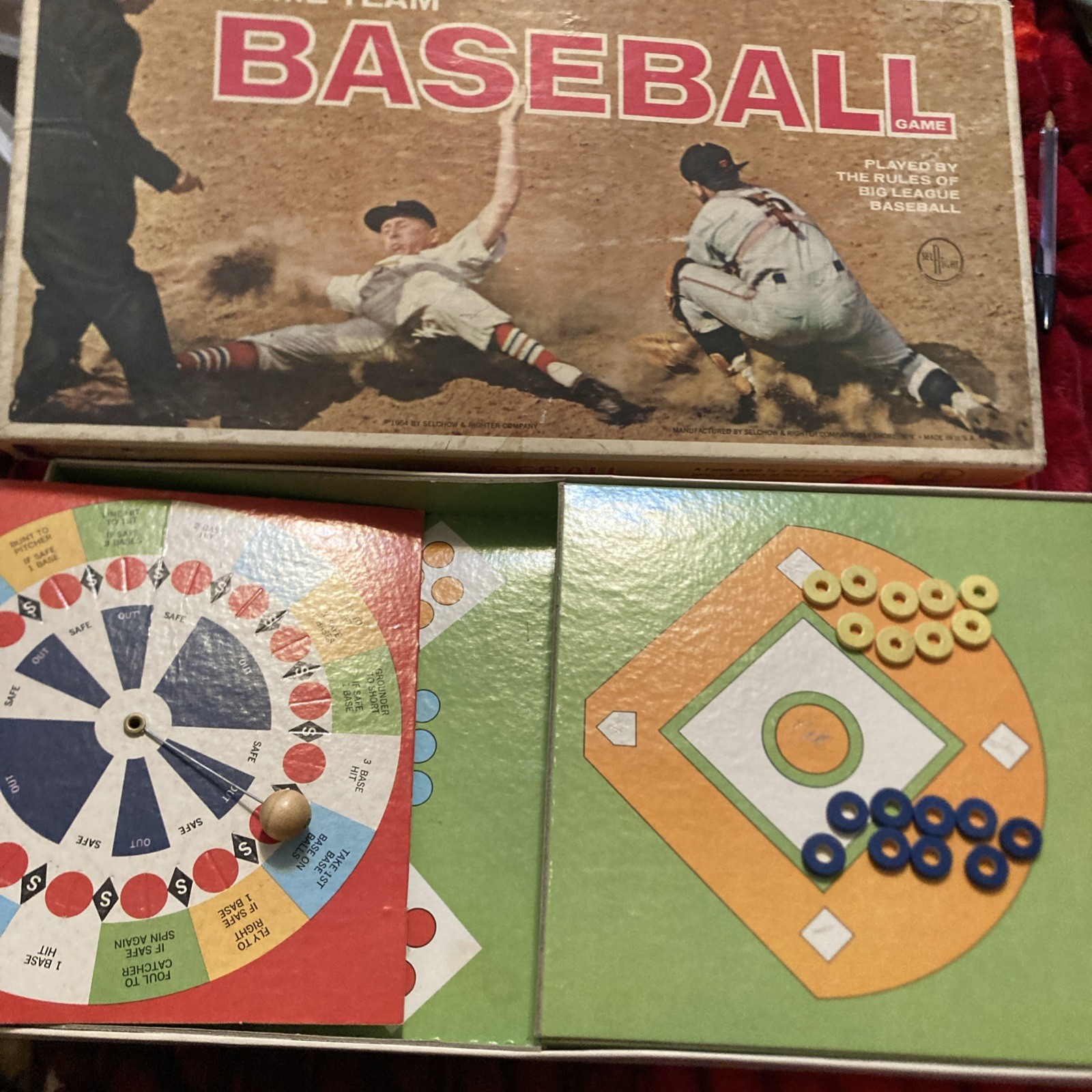 Vintage 1964 Home Team Baseball Board Game Selchow & Righter HTF Selright