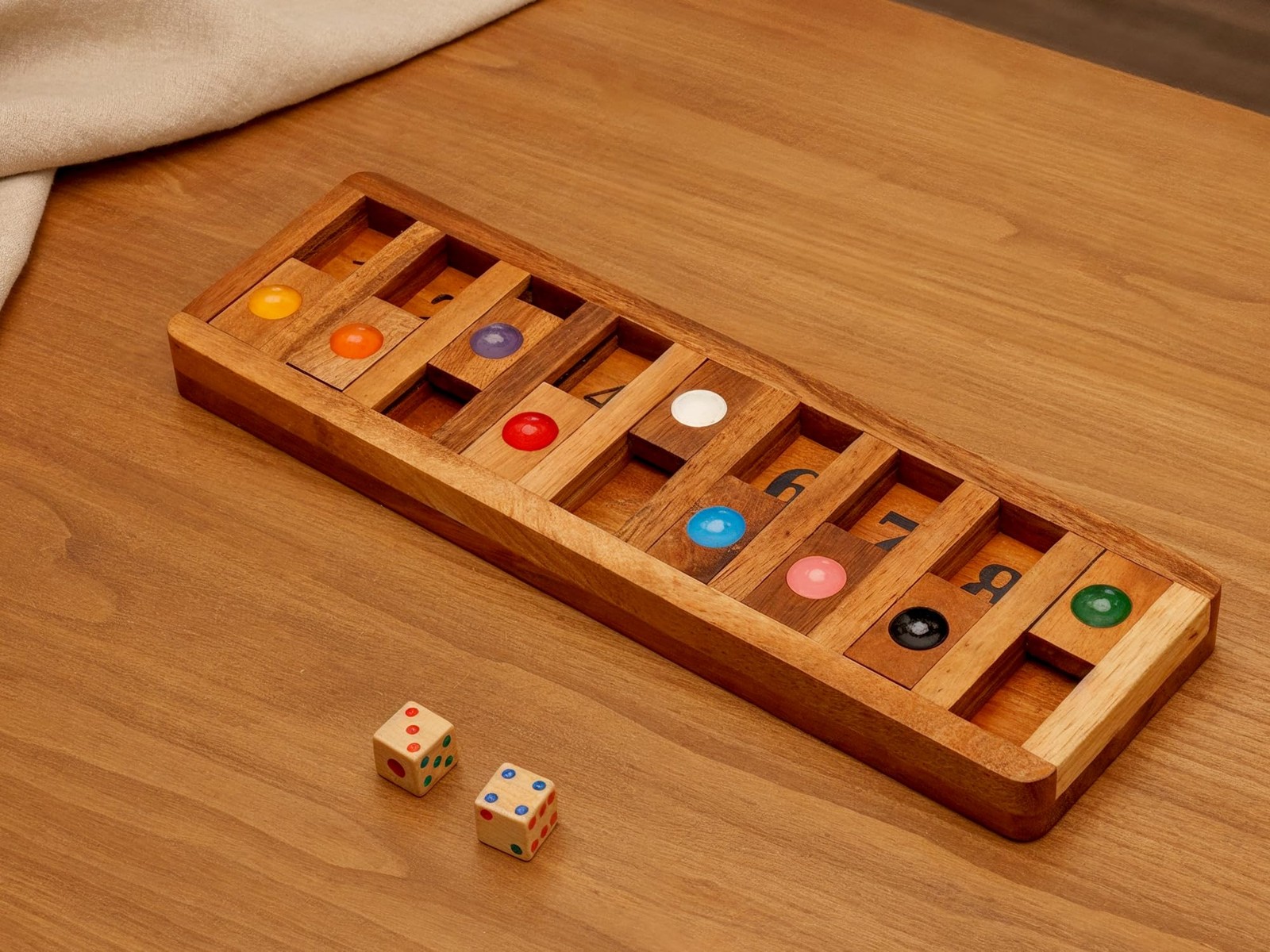 Shut The Box Board Games with Math Lover Player Wooden Box of Brain Teaser Pu…