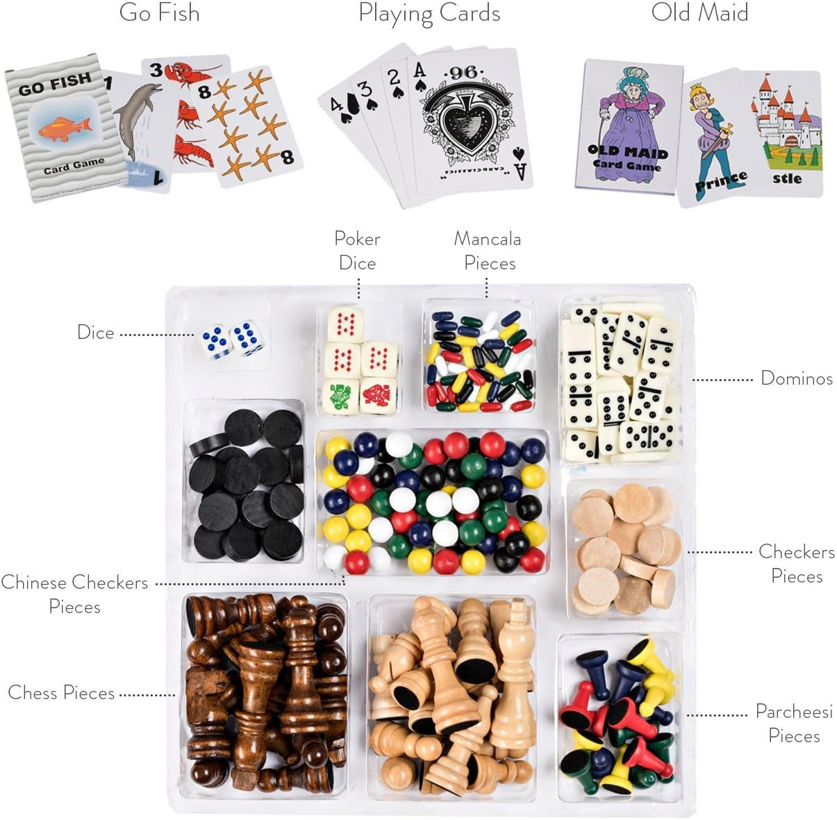 Deluxe 15-in-1 Wooden Board Game Set with Storage Drawer for Family Fun