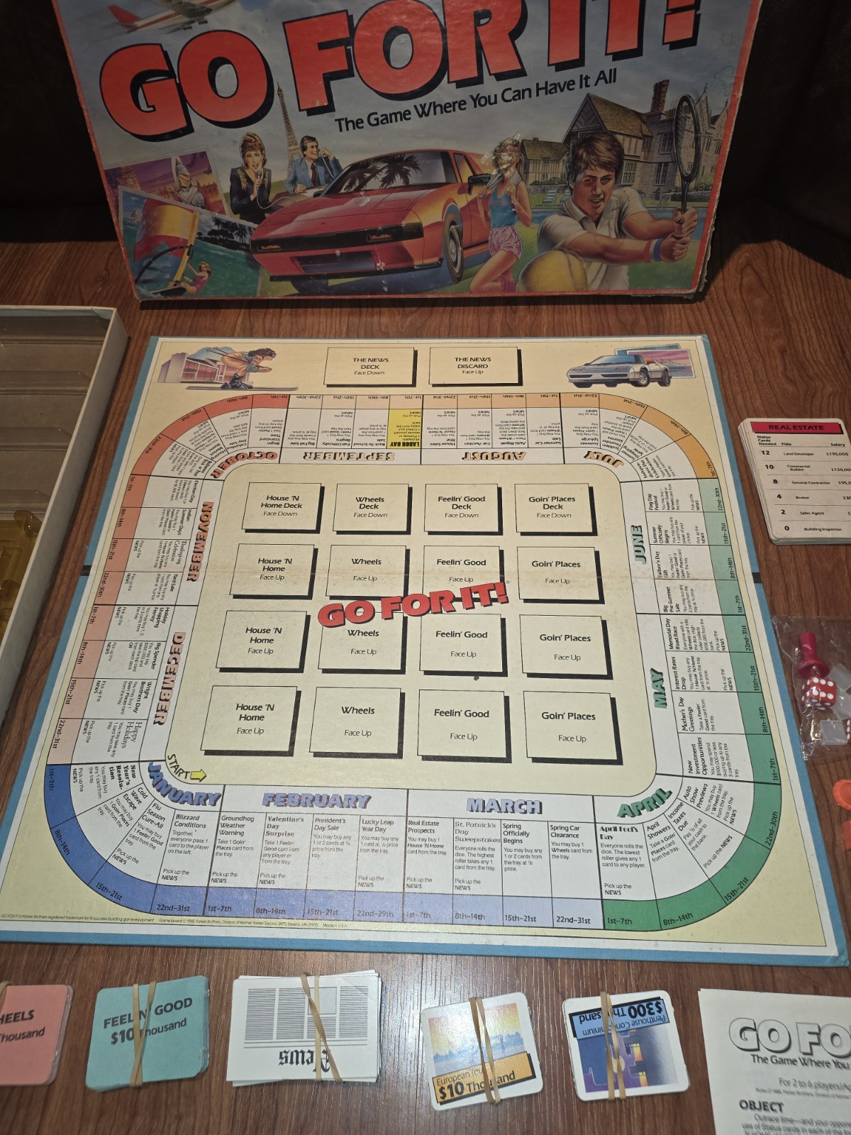 Parker Brothers Go For it Board Game Vintage 1986 Mostly Complete See Pics