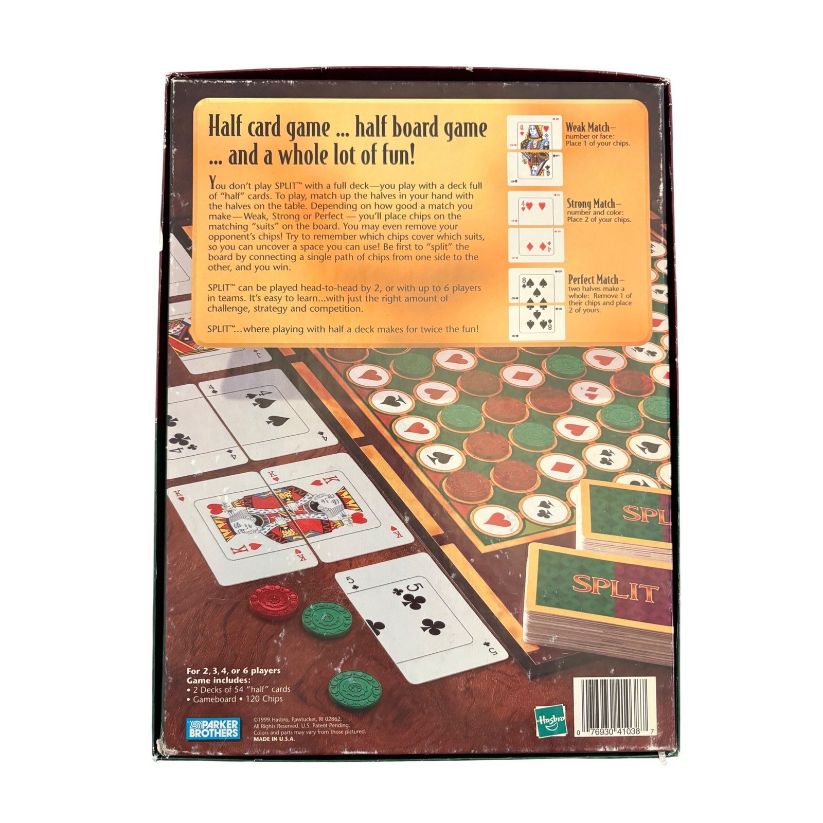 Split Board Game Parker Brothers Hasbro 1999 Vintage Card Strategy Game Complete