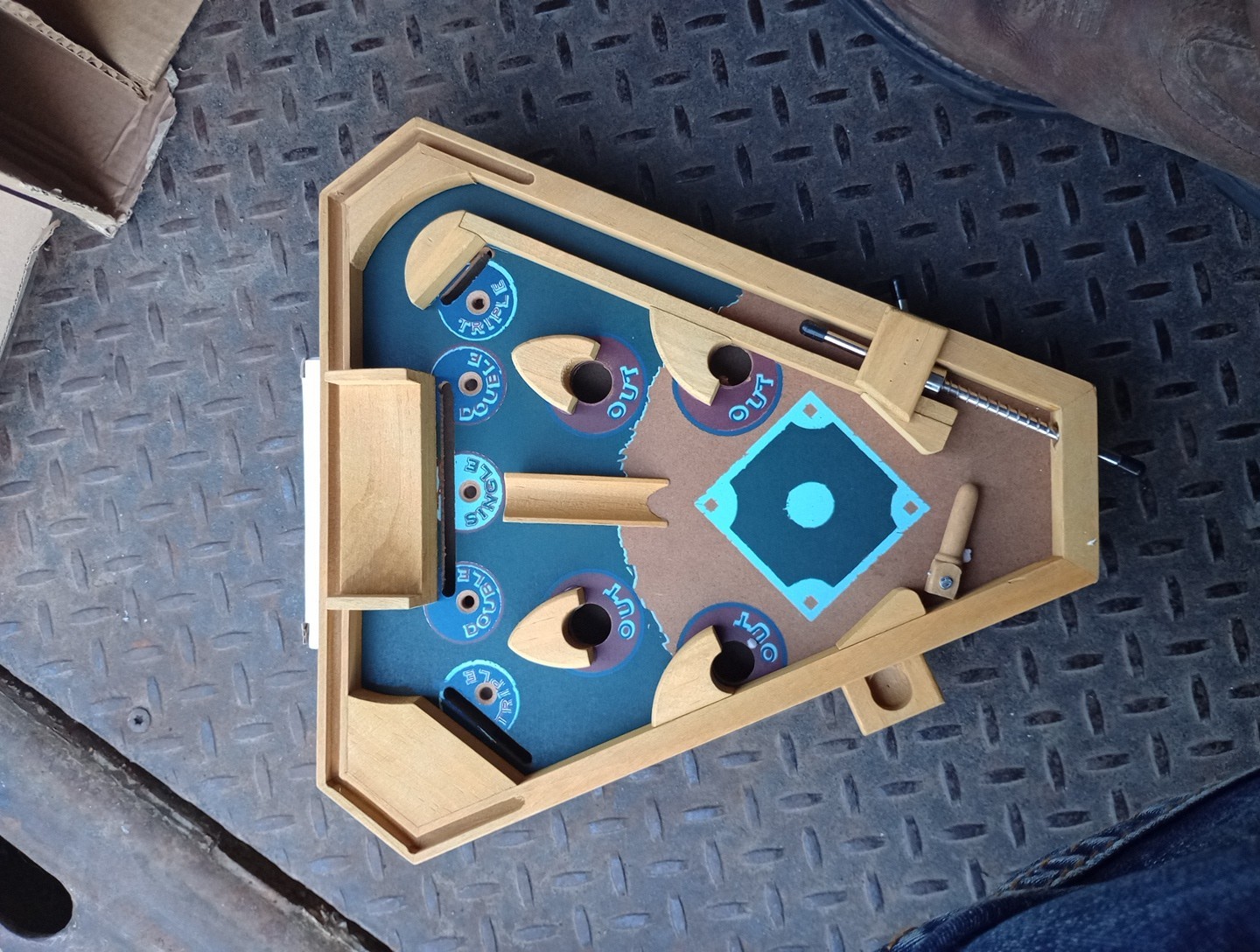 Table Top Wooden Baseball Diamond Pinball Set 13 x 12 Inches Kids Adult Game 2a