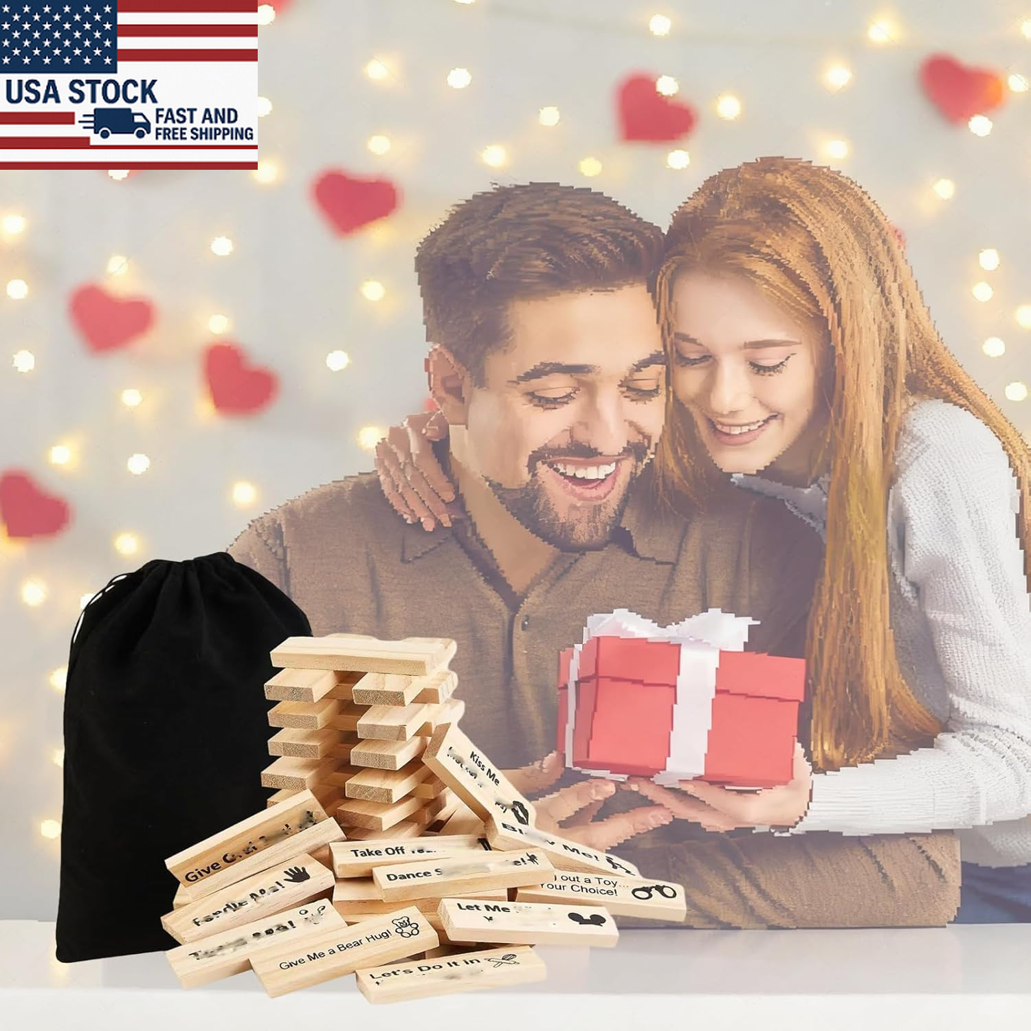 48Pcs Super Naughty Block Tower Game,Fun Date Night Activities,Valentine