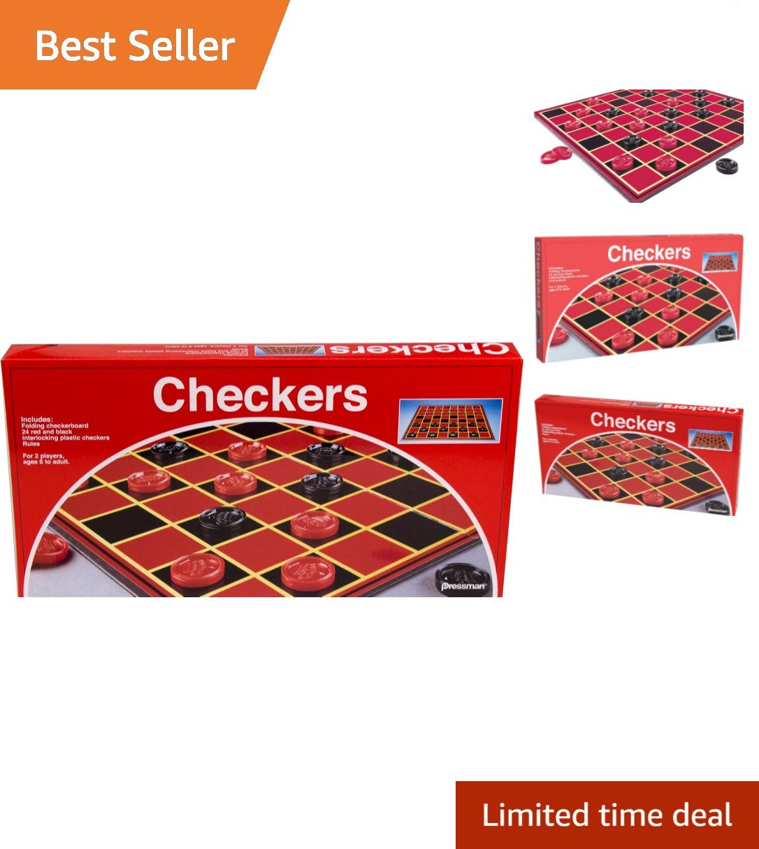 Timeless Checkers Board Game – Complete Set with Folding Board & Instructions